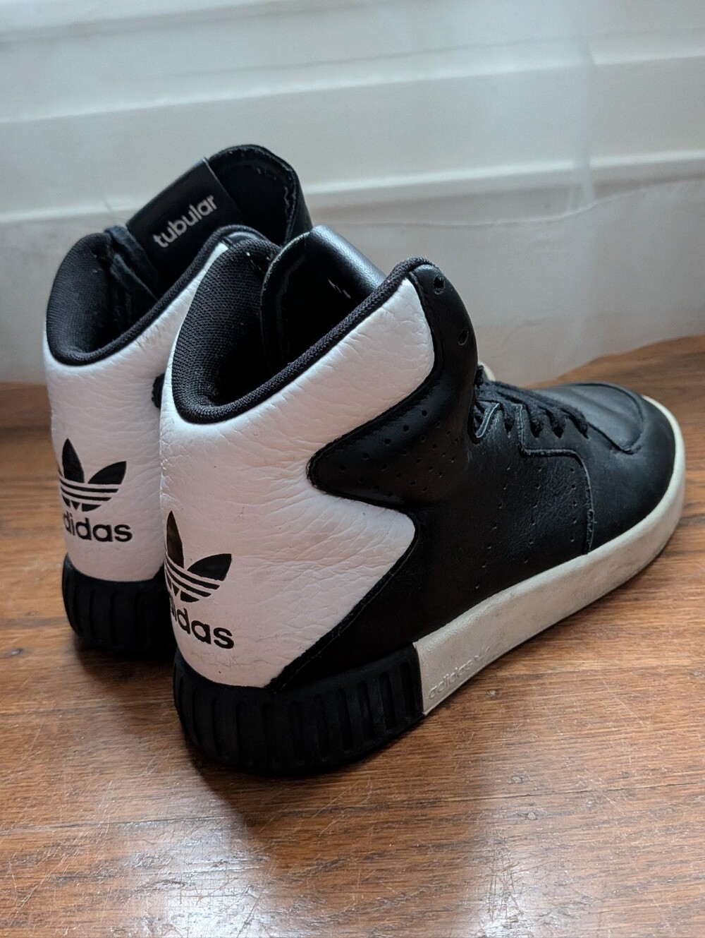 adidas Black and White Women's' High-Top Sneakers - Tubular Style